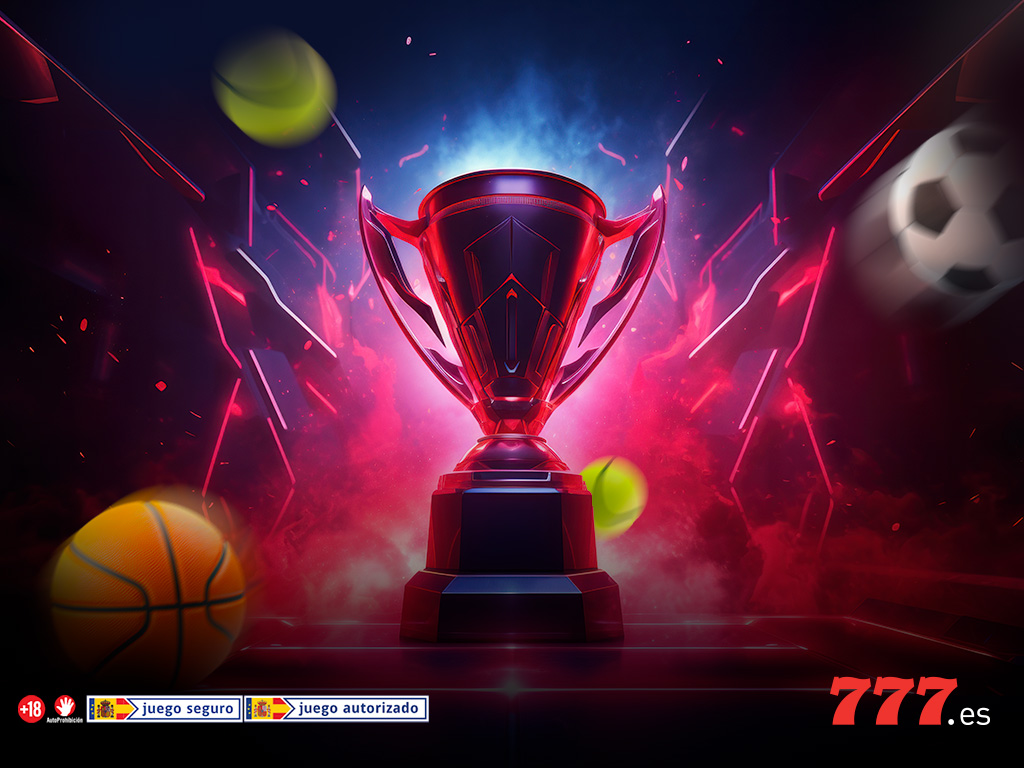 trofeo con múltiples balones y pelotas