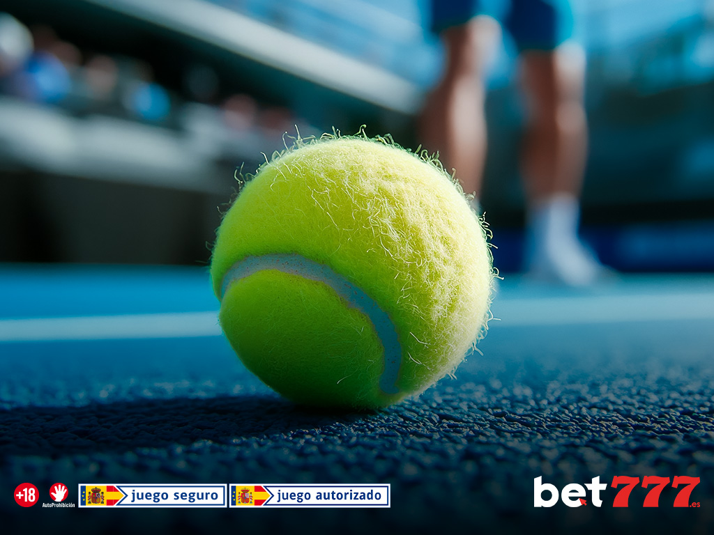 Pelota de tenis en el suelo, en una pista dura.